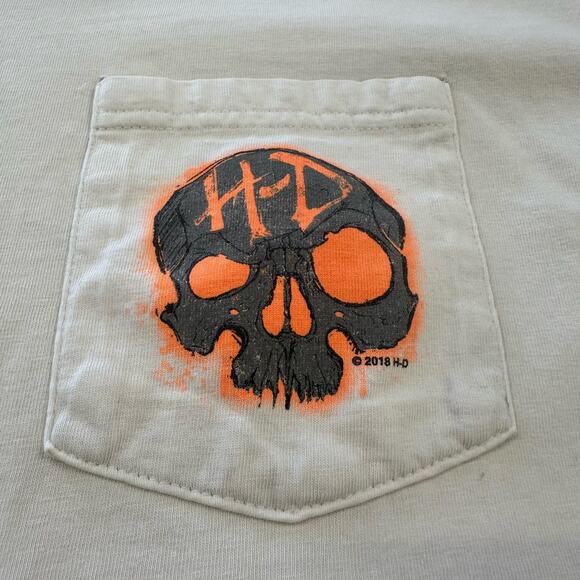 Harley Davidson Myrtle Beach SC White Mens XL Biker‎ HD Skull Graphic Pocket Tee - Picture 11 of 12